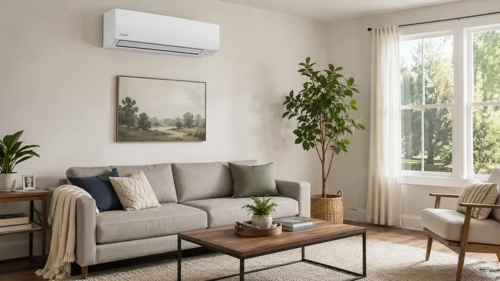 Ductless heat pump indoor unit installed by Pro West