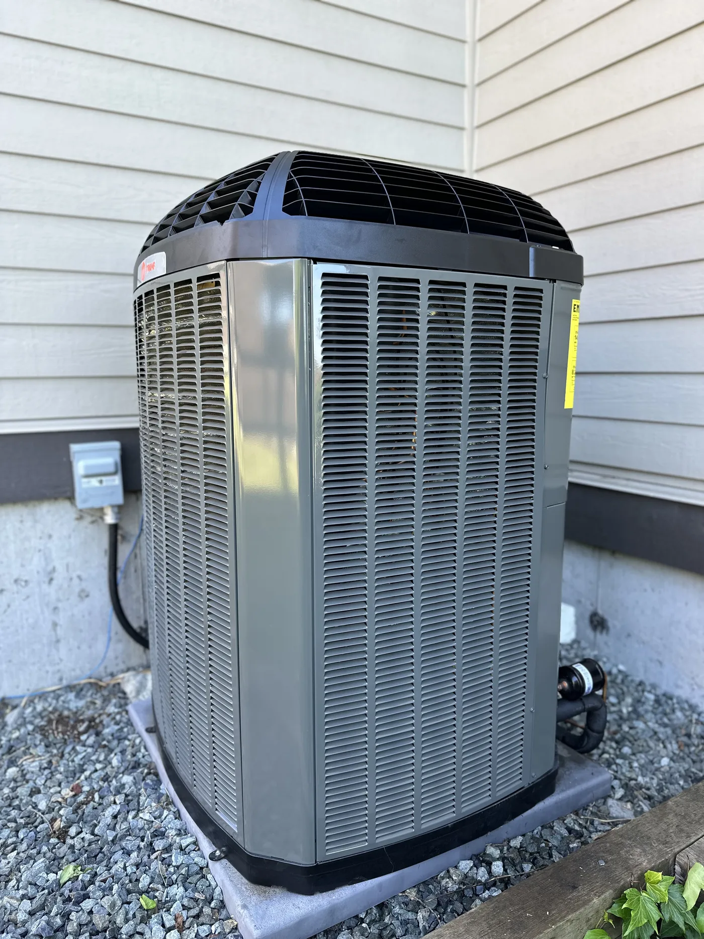 High-efficiency Trane unit, installed and commissioned