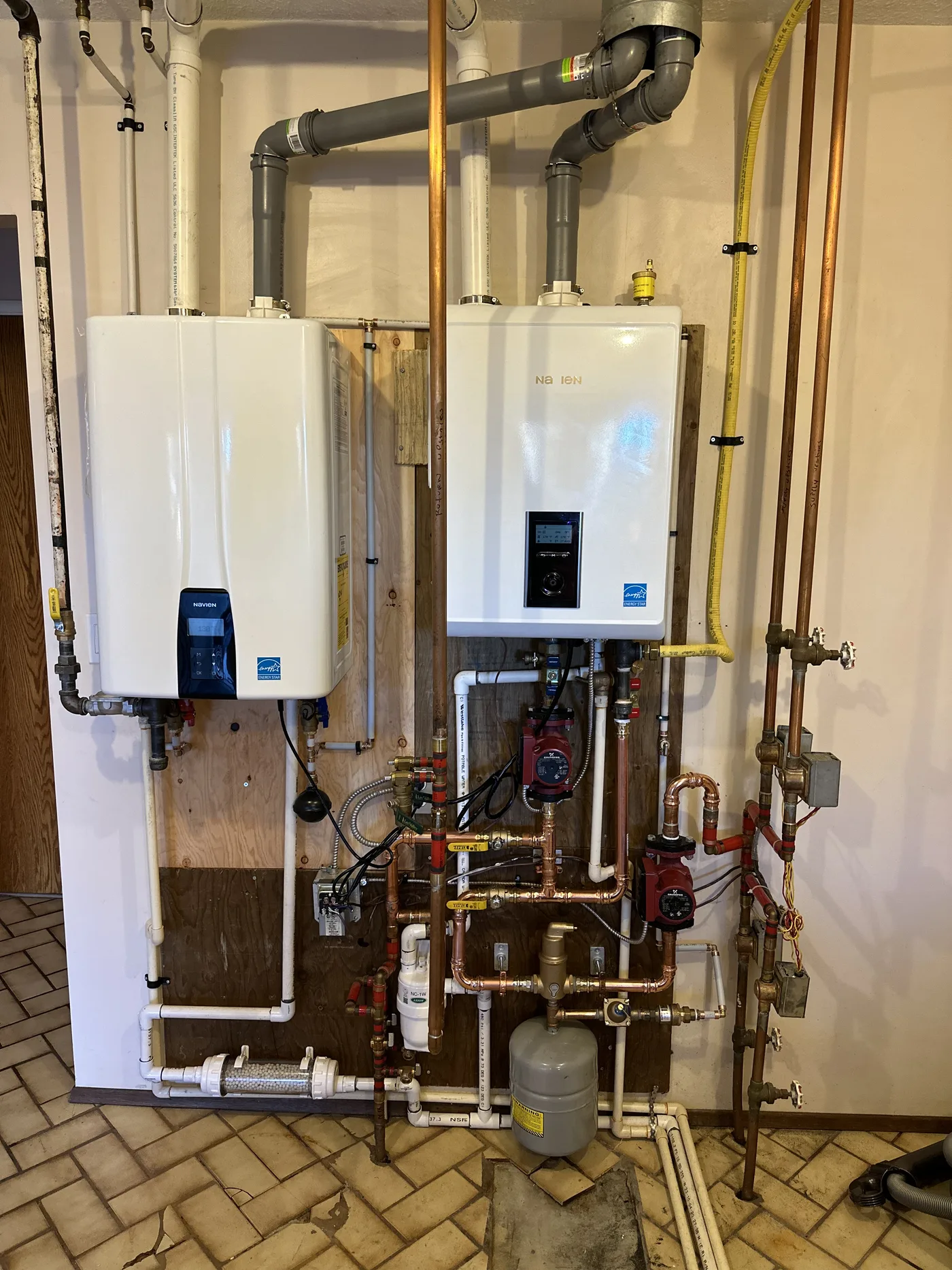 Twin Navien units for whole-home hot water